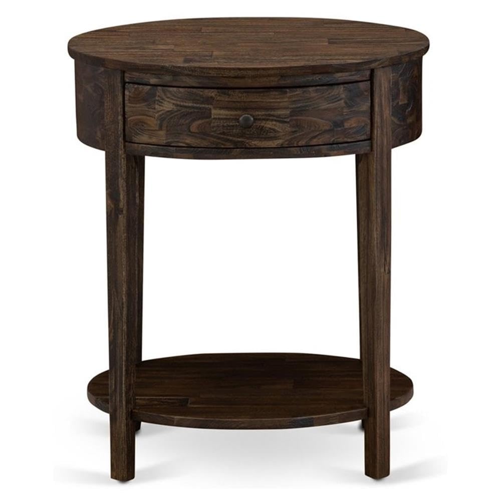 East West Furniture HI-07-ET Small End Table with 1 Wood Drawer, Stable and Sturdy Constructed - Distressed Jacobean Finish